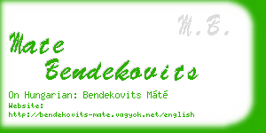 mate bendekovits business card
