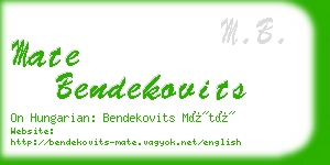 mate bendekovits business card